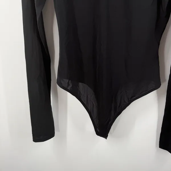 Alice + Olivia Bodysuit SZ Medium Black Hottie Long Sleeve NWT Crew Sheer $275 - Image 11