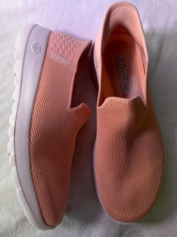 Skechers Pink Mesh Slip-On Walking Sneakers - Image 5