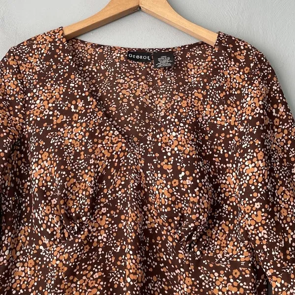 Notations Vintage Y2K Top Size M Babydoll Brown Ditzy Floral Lace Trim Boho Fairy Grunge - Image 4