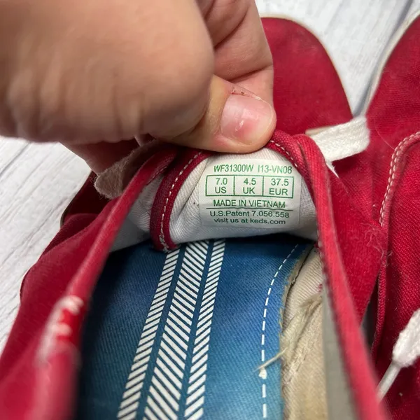 Keds Original Red Canvas Sneaker Shoes Classic Minimalist US 7 UK 4.5 EUR 37.5 - Image 6