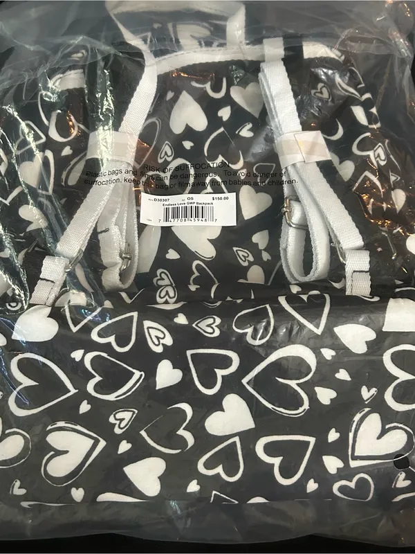 Brighton Endless Love Black & White Heart Print Backpack NWT - Image 6