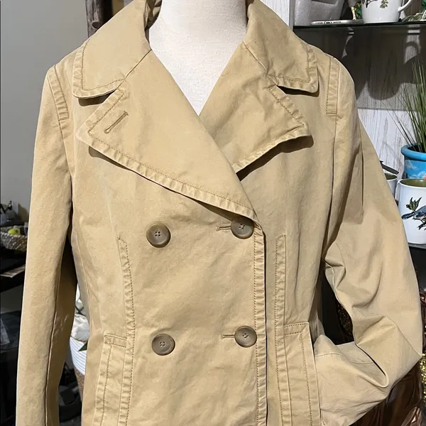 Banana Republic Women's Beige Pea Coat size L - Image 2