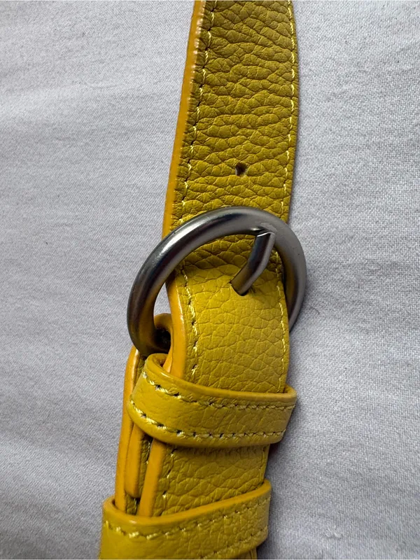 Danier Yellow Genuine Pebbled Leather Hobo Shoulder Bag Silver Hardware - Image 14