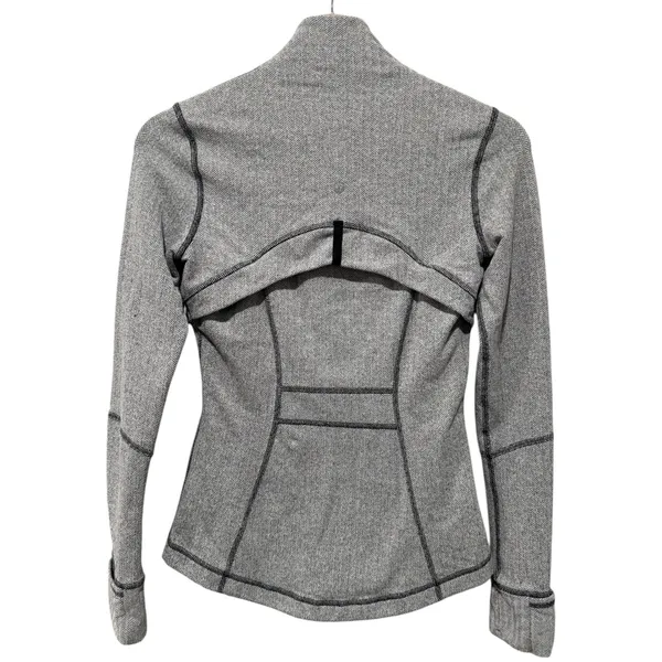 Lululemon Define Nulu Track Jacket 4 Black Gray Heatherbone Full Zip Thumbholes - Image 2