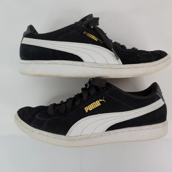 Puma Vikky Womens Size 7‎ Black Low Top Sneakers Suede Shoes 362624-02 - Image 9