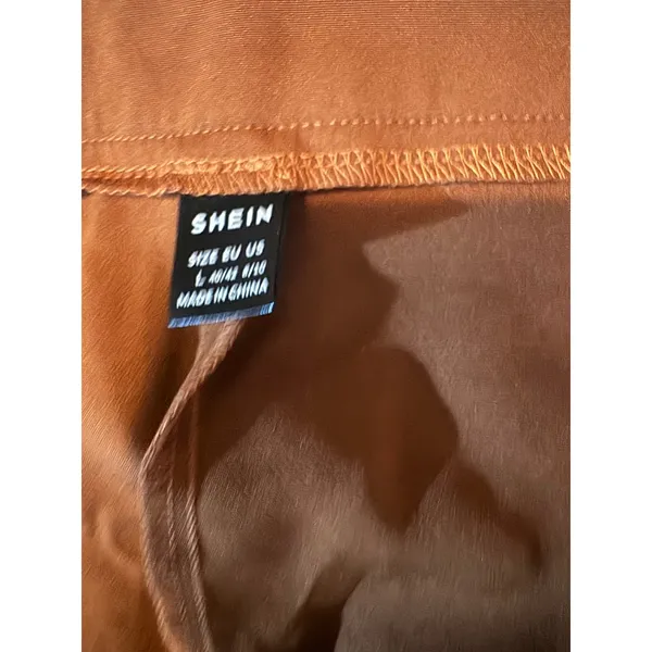 SHEIN Women Brown High Waisted Pleated Straight Leg Dress Pants Trousers Size L - Image 6