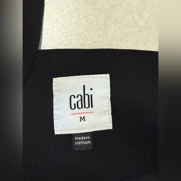 CAbi Jet Black Bralette Faux Leather Ponte Knit Stretch Top Women's Size M - Image 9