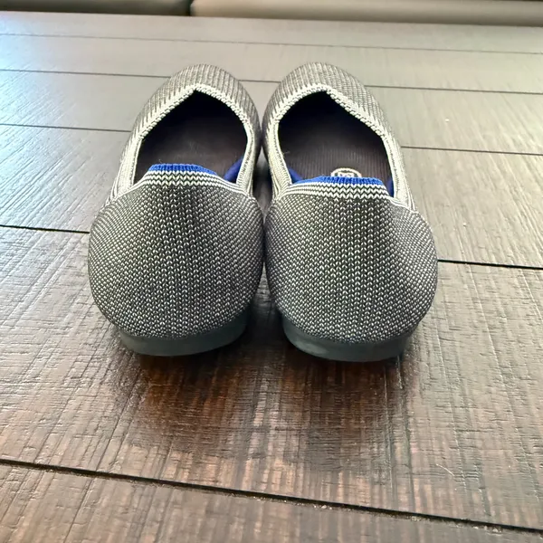 Rothys The Point Womens 5 Grey Birdseye Knit Flat Shoes Preppy Loafer Slip On - Image 3
