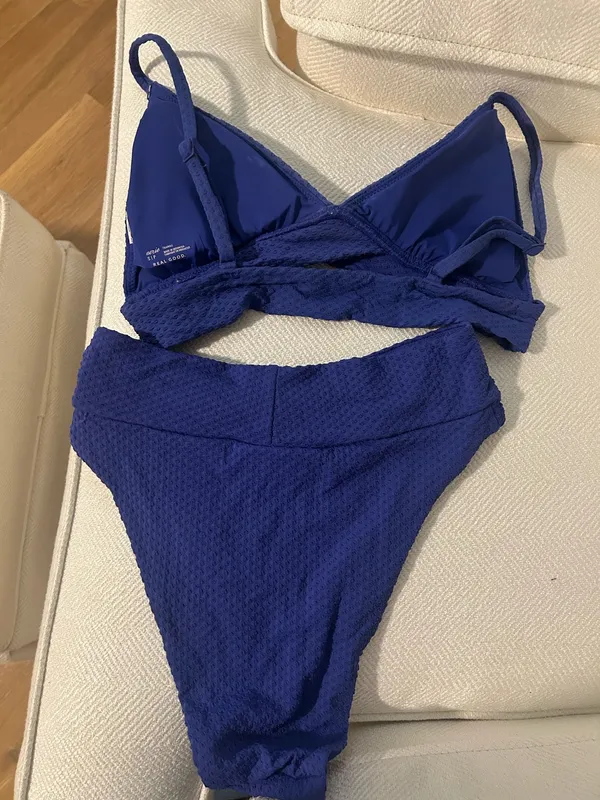 Aerie Blue Textured High Leg Bikini Set - Image 2