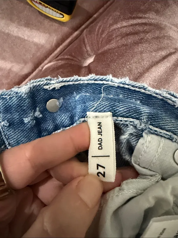 PacSun Blue Patterned Straight Leg Jeans dad jeans size 27 - Image 4