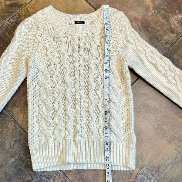 J. Crew Ivory Cable Knit Sweater XS - Image 6