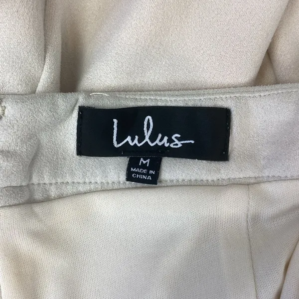 Lulus Tan Cream Faux Suede Knee Length Skirt M - Image 4