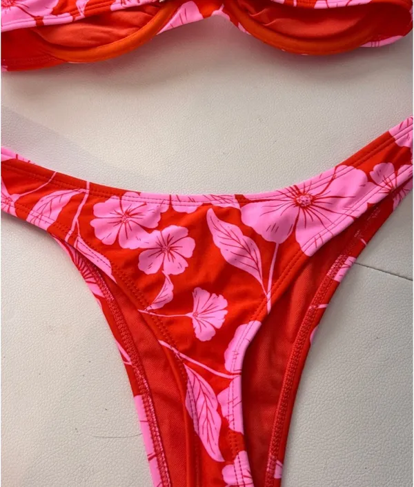 Wild Fable Pink/Orange Tropical Floral Bikini Set - Image 10