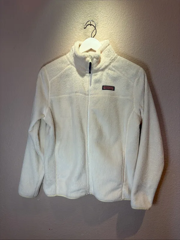 Vineyard Vines Martha’s Vineyard Women’sSoft Fleece Cream Jacket Zip Up Size XS - Image 2