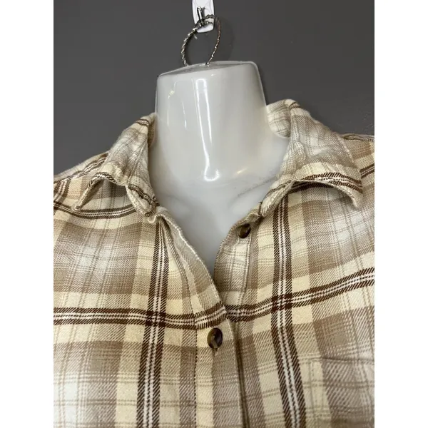 Gap Big Shirt Flannel Shirt Women's Small Yellow Plaid Button Front Casual y2k - Image 4