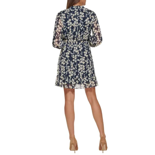 NEW Tommy Hilfiger Floral-Print Peasant Dress Sky Captain Blue / Deep Maize 14 - Image 7