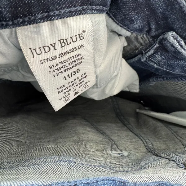 Judy Blue High Waist Distressed‎ Medium Wash Denim Jeans Flare Womens 11/30 - Image 7