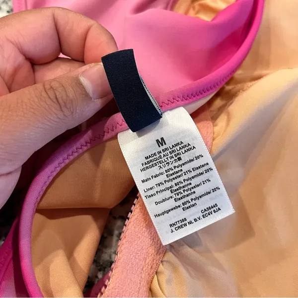 J. Crew Pink Ombré One Piece Asymmetrical Cut Out Swimsuit Size Medium - Image 4