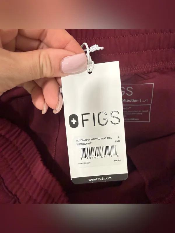 Figs Yola High Waisted Pant in Burgundy L Tall - Image 4