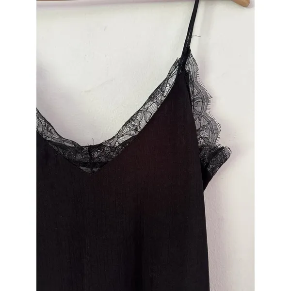 H&M Black Lace Trim Cami Tank Top Size Small Y2K Forest Fairy Whimsygoth - Image 3