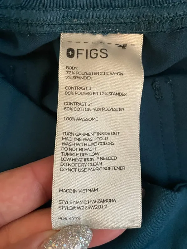 Figs Women S Teal Blue High Waisted Zamora Jogger Scrub Pants Pocket Stretch - Image 8