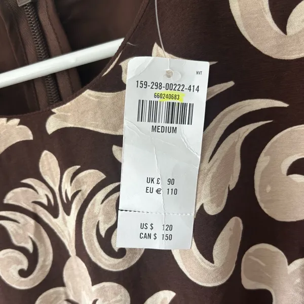 Abercrombie & Fitch Short Puff Sleeve Cutout Maxi Dress Brown Tan Floral Pattern - Image 9