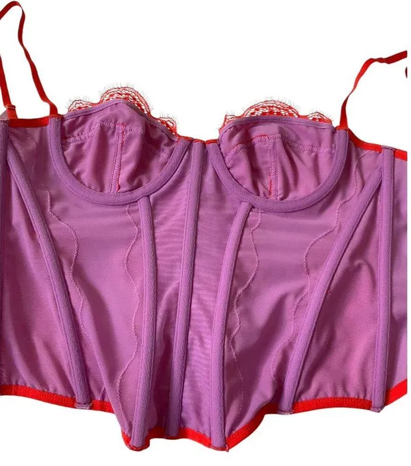 Out From Under Purple & Orange Lace Underwired Corset Women Size Medium | 10-27 - Image 3