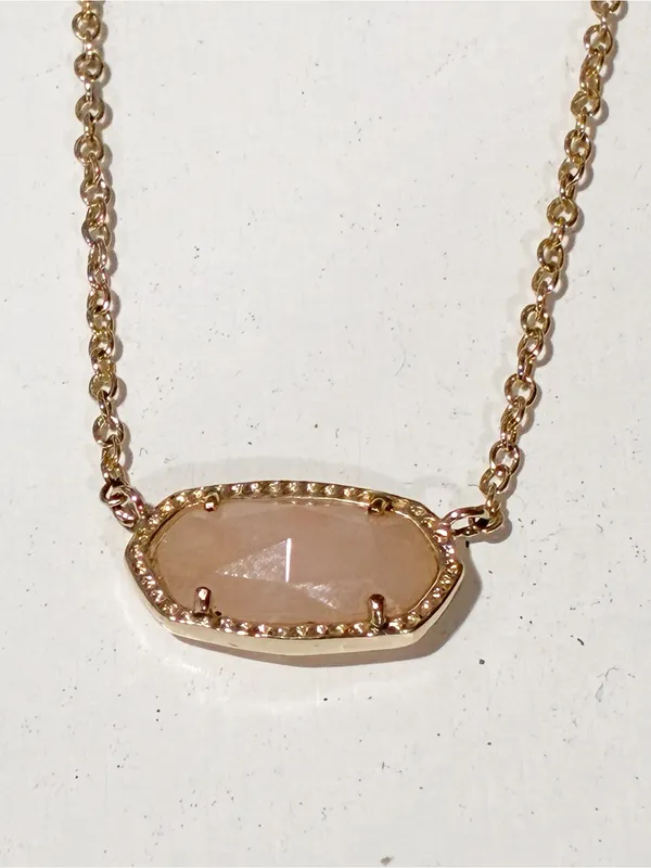 Kendra Scott Elisa Pendant Necklace Gold/Rose Quartz Jewelry - Image 2