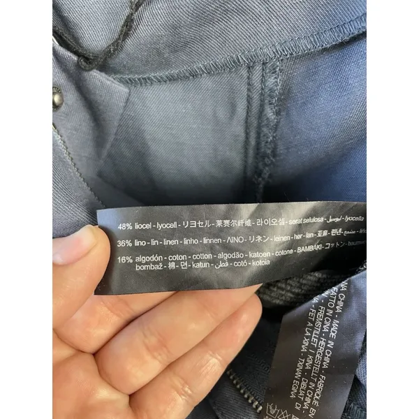 Zara Womans Tapered Cargo Pants High Rise Paperbag Sz S Blue Gray Linen‎ Blend - Image 12