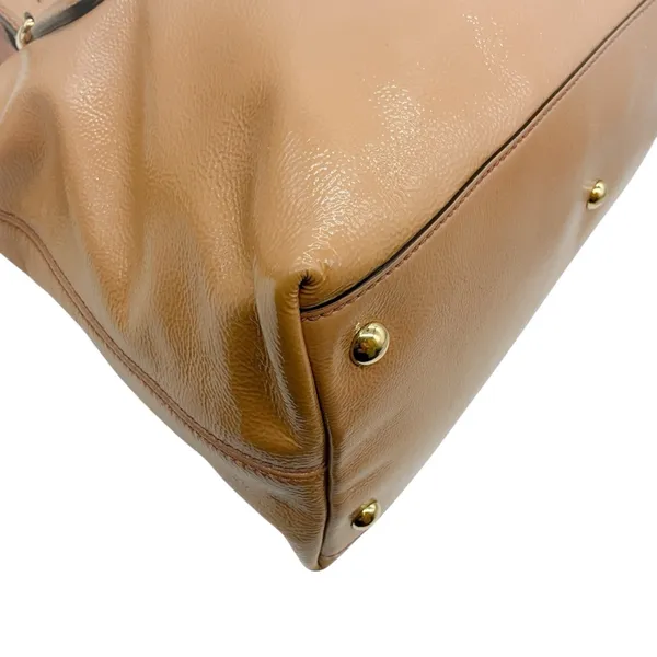 Gucci Soho Brown Tan Patent Leather 2 Way Satchel Crossbody handbag Bag Tassel - Image 8