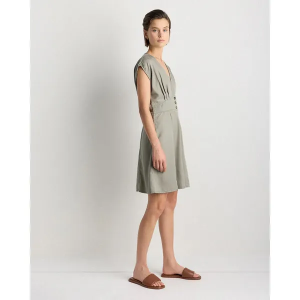 Quince Vintage Wash Tencel Button Front Dress Sage Green Large - Image 4