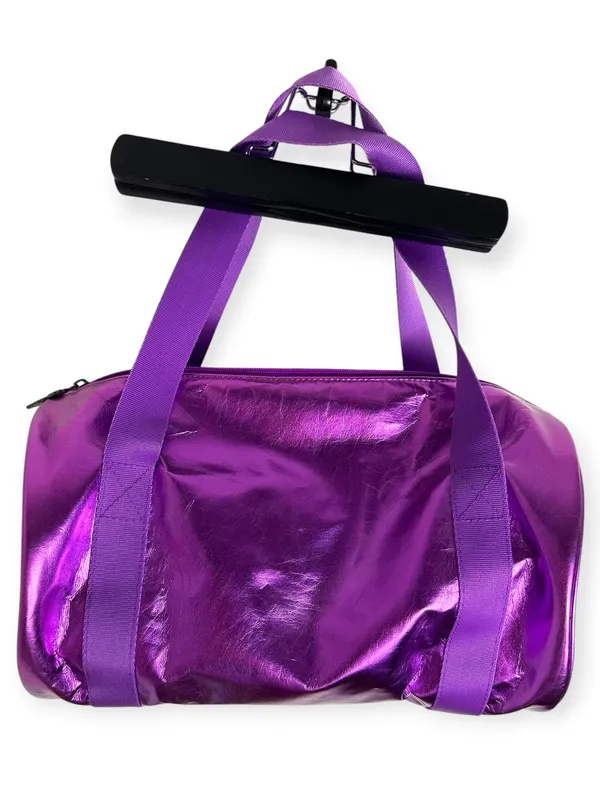 Triple Flip Metallic Purple Cylinder Duffel Tote Bag women girls Medium 13" 8.5" - Image 3