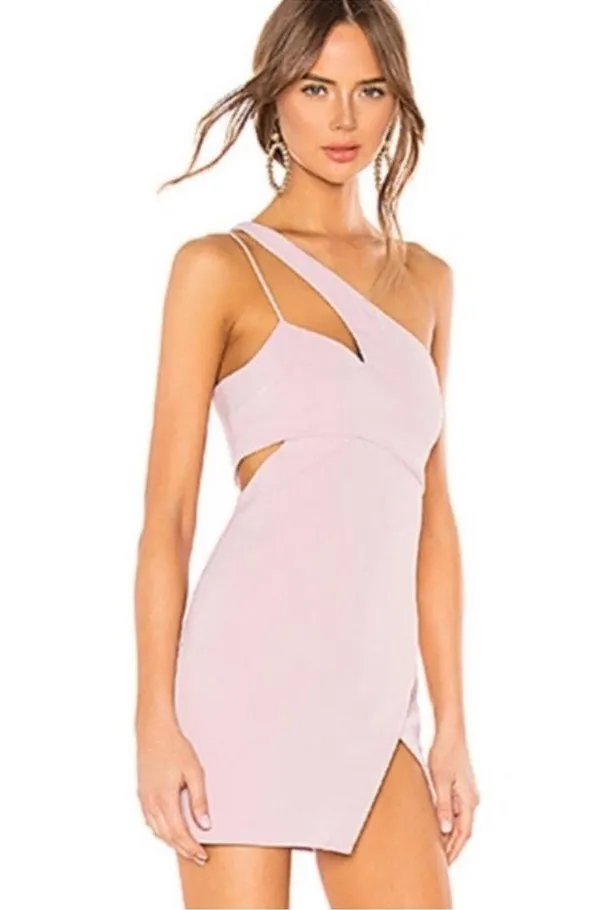 Revolve NBD x Naven Chloe Asymmetric One Shoulder Cutout Wrap Mauve Mini Dress S - Image 12