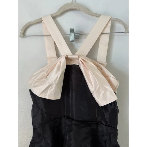 NWD Lulus Black Tiered Large Bow Formal Dress Size Small Full Smocked Party - Image 4