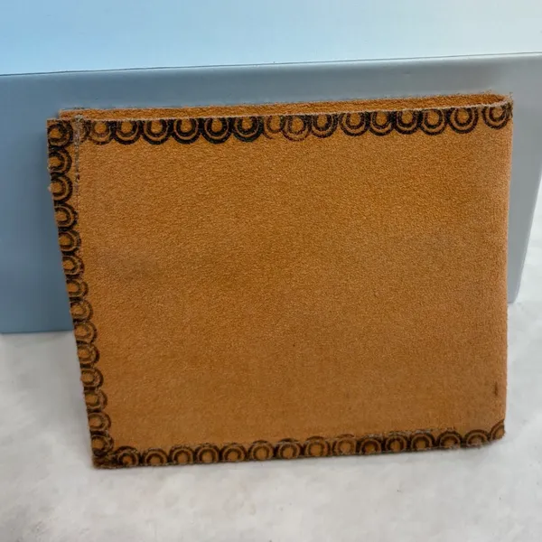 Morelos Mexico Hand Painted Leather Sun Moon Bifold Wallet Tan Celestial Zipper - Image 2