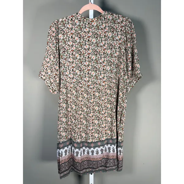 Knox‎ Rose Floral Boho Tassel Mini Dress Small Rayon Lined Cottagecore Earthy - Image 8