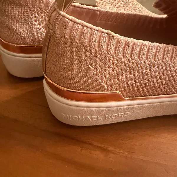 Michael Kors Rose Gold Sparkling Blush Knit Slip-On Shoes - Image 6