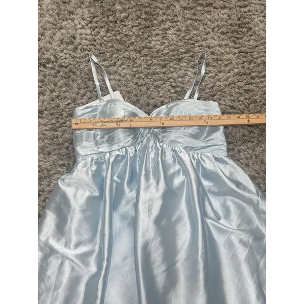 NWT Womens Baby Blue Satin Mini Dress Lace Up Corset Back Spaghetti Strap⁠ 8 - Image 9