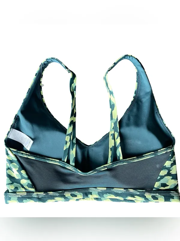 Aerie Offline Goals Plunge Deep Forest Leopard Print Sports Bra Small - Image 3