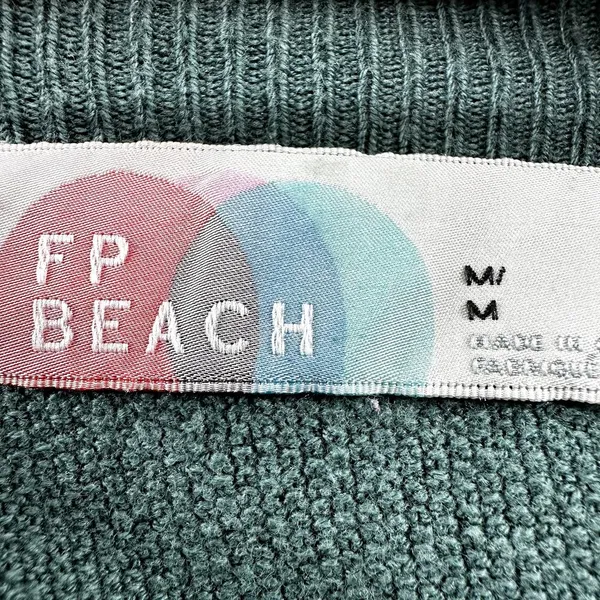 Free People Beach Around Town Sweater Trumpet Sleeve Mock Oversized Jaded M - Image 3