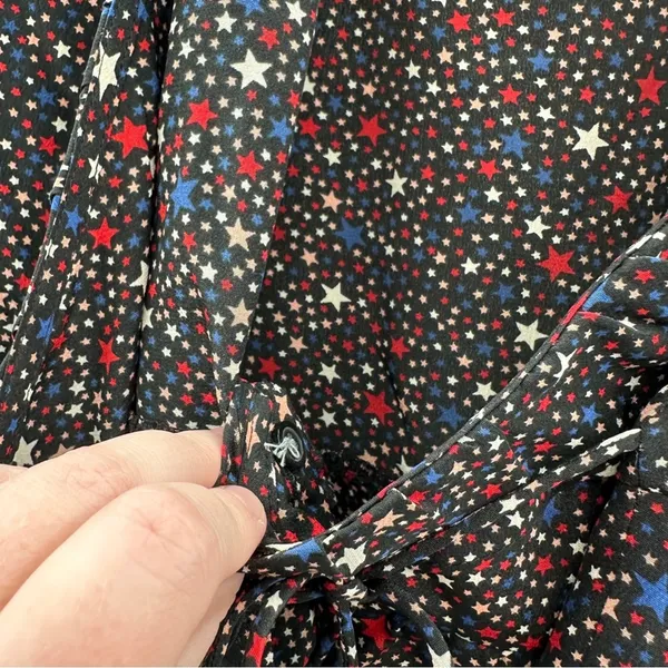 Madewell Silk‎ Ruffle-Hem Wrap Long Sleeve Top in Starry Night Size M - Image 6