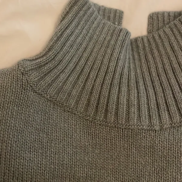 Oversized High Neck Turtleneck Woven Sweater in Blue/Gray - Size S Small - Image 2