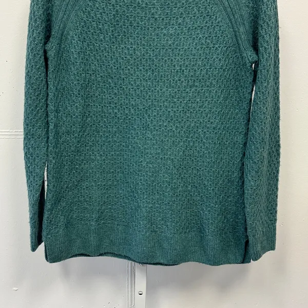 FatFace Teal Green Waffle Knit Raglan Sleeve Sweater US 4 EcoVero Viscose Blend - Image 4