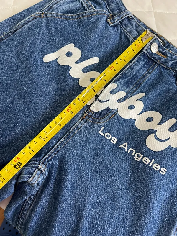 PacSun Playboy Los Angeles Graphic Jeans Womens 25 Y2K Straight Leg Denim Floral Bunny - Image 10