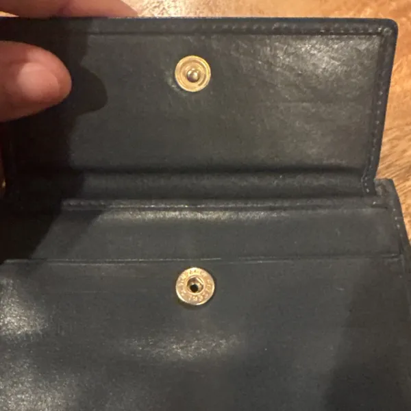 Authentic Celine‎ Vintage Navy Leather Wallet Clutch Gold Hardware Paris - Image 9