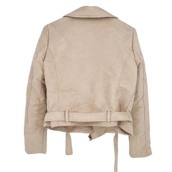 LC Lauren Conrad Faux Suede Moto Biker Jacket Rose Gold Belted Blush Pink 10 - Image 3