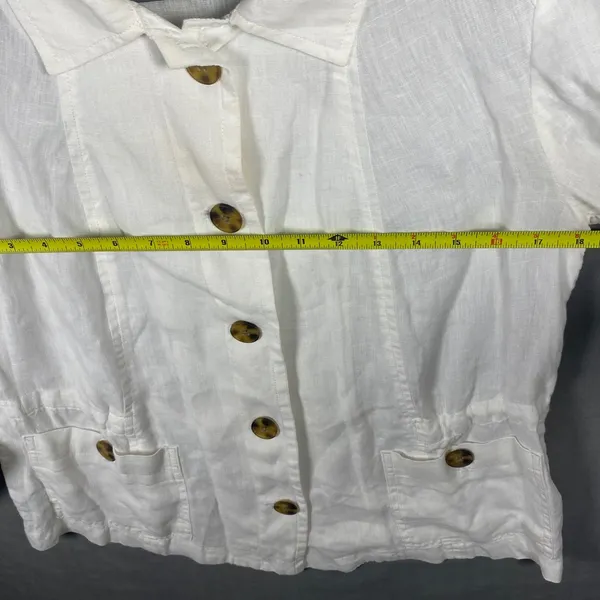 Coldwater‎ Creek Cream 100% Linen Button Front Utility Jacket Women Size 4-6 - Image 9