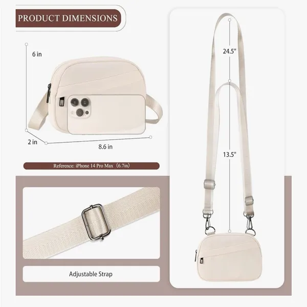Everyday Black Crossbody Bag with Adjustable Strap - Image 3