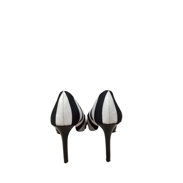 Christian Siriano Black and White Striped Stiletto Pumps, Size 7 SKU 680 - Image 3