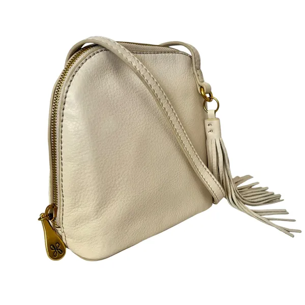 HOBO Nash Tassel Oyster White Leather Zip-Around Crossbody Bag - Image 7